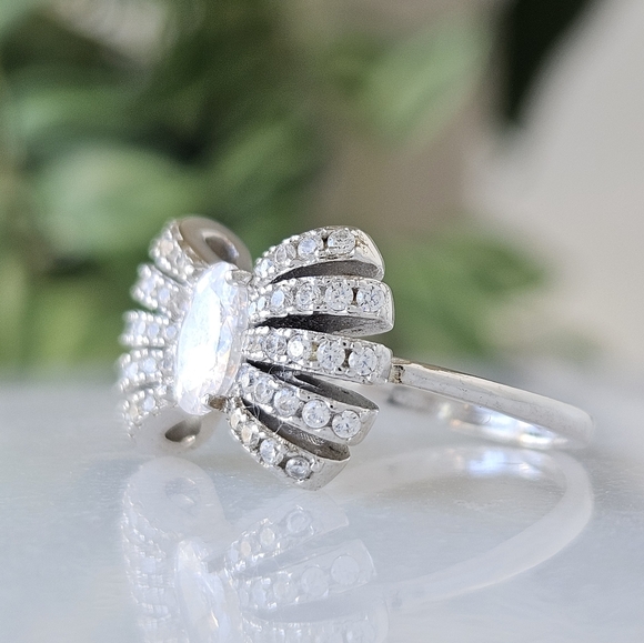 Silver Bow Ribbon Ring, Solid 925 Sterling Silver Charmed Aroma, Pandora style - Picture 5 of 10